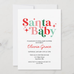 Invitation Santa Baby Fête de Noël Baby Shower