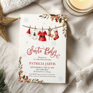 Invitation Santa Baby Fille Baby Shower de Noël
