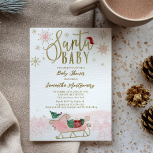 Invitation Santa Baby Fille Noël Baby Shower
