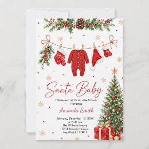Invitation Santa Baby Ligne de vêtements de Noël Baby Shower