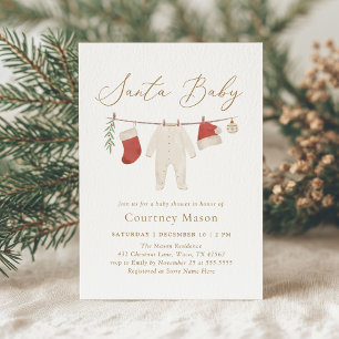 Invitation Santa Baby Noël Bébé Vêtements Baby Shower