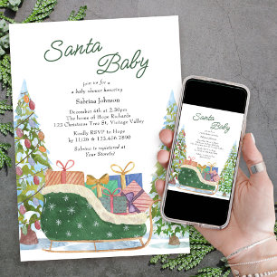 Invitation Santa Baby Réception de bébé vintage