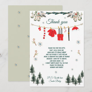 Invitation Santa Baby Shower Christmas Theme Thank You Card
