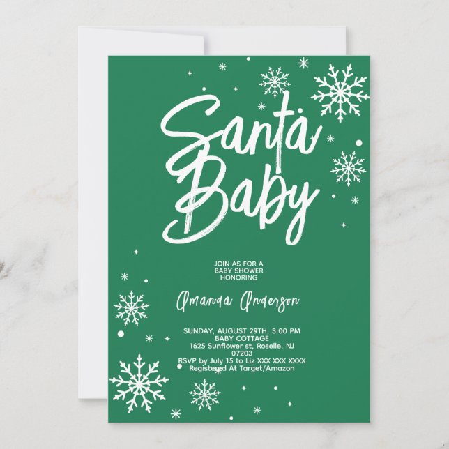 Invitation santa bébé Noël hiver baby shower (Devant)