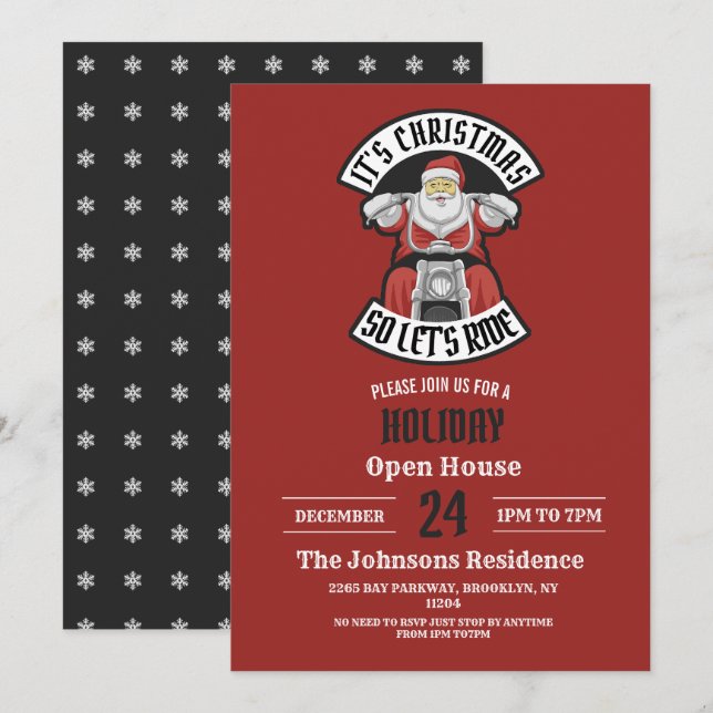 Invitation Santa Claus à moto (Devant / Derrière)