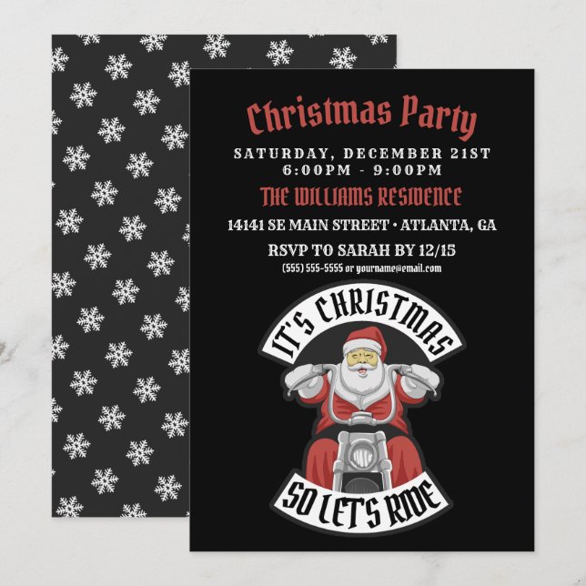 Invitation Santa Claus à moto (Devant / Derrière)