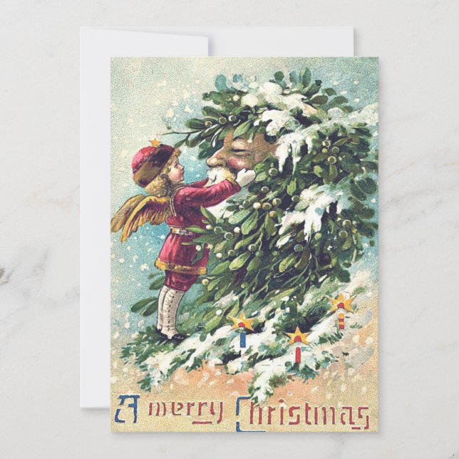 Invitation Santa Claus Angel Cherub Mistletoe (Devant)