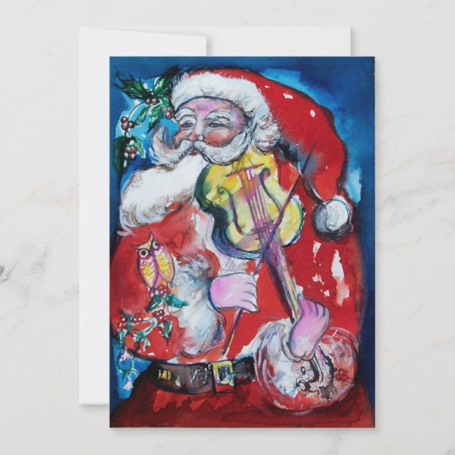 INVITATION SANTA CLAUS AVEC VIOLIN, PARTI DE NOËL (Devant)