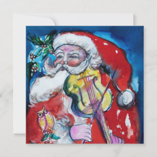 Invitation SANTA CLAUS AVEC VIOLIN - PARTI NOËL Argent