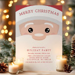 Invitation Santa Claus Cute moderne Noël Fête de Noël<br><div class="desc">Santa Claus Cute Moderne Noël Fête Invitation. Ce joli design de Noël présente le visage du Père Noël avec des rayures de sucre de canne rouge et blanc sur le dos. Personnalisez ce design de vacances personnalisé avec vos propres détails de fête. Parfait pour un dîner de Noël en famille...</div>