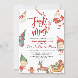 Invitation Santa Claus Jingel & Mingle Christmas Party Invit