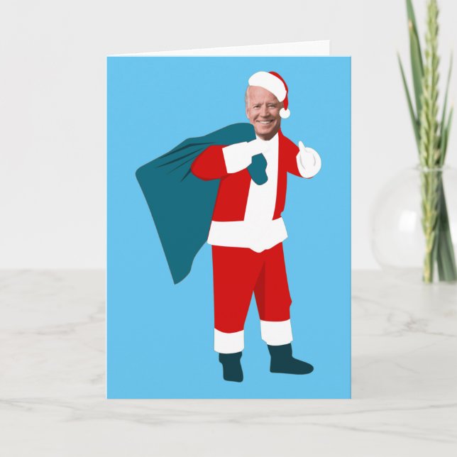 Invitation santa claus joe biden bleu noël (Devant)