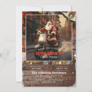 Invitation Santa Claus Livraison à bord d'un scooter