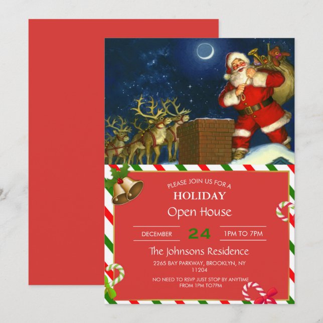 Invitation Santa Claus on the roof (Devant / Derrière)