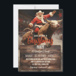 Invitation Santa Claus Rodeo<br><div class="desc">bull santa claus art,  bovine arena country ranch,  animal cow rodeo ride,  sport rider cowboy rouge,  hiver homme dessin animé casquette,  noël fêtes de fin d'année illustration,  peinture bull santa claus</div>