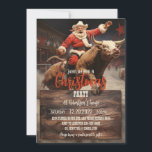Invitation Santa Claus Rodeo<br><div class="desc">bull santa claus art,  bovine arena country ranch,  animal cow rodeo ride,  sport rider cowboy rouge,  hiver homme dessin animé casquette,  noël fêtes de fin d'année illustration,  peinture bull santa claus</div>
