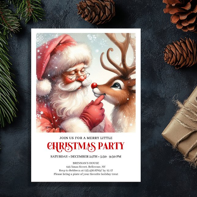 Invitation Santa Claus Rudolph Christmas Festive Winter Party (Santa Claus Rudolph Christmas Festive Winter Party Invitation

)