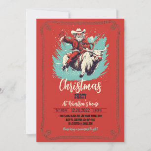 Invitation Santa Claus sur Rodeo Bull équitation