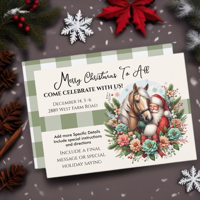 Invitation Santa Clause Avec Cheval Noël (Enjoy this Beautiful Christmas Horse design! Personalize with your favorite Horse Girl!
)