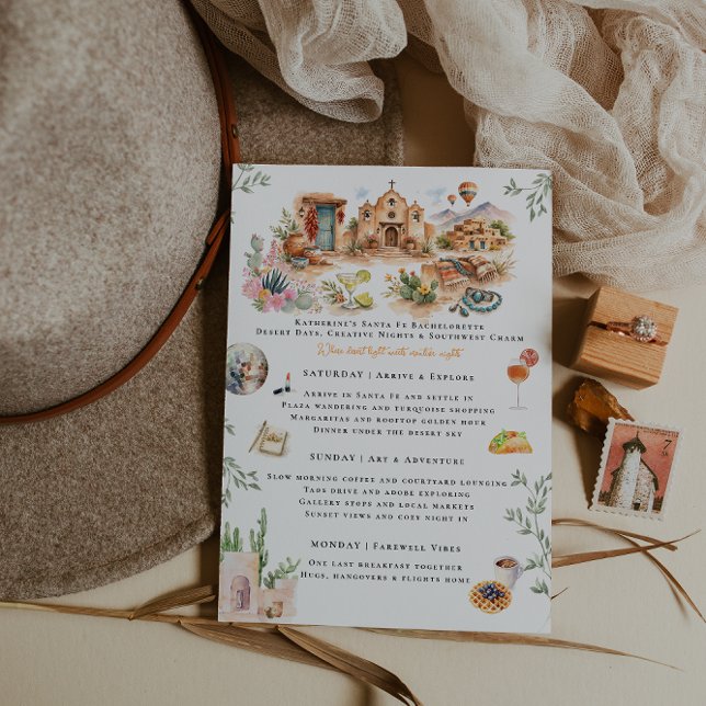 Invitation Santa Fe New Mexico Bachelorette Weekend Itinerary (Créateur téléchargé)