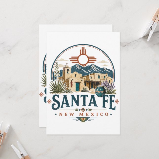 Invitation Santa Fe Nouveau-Mexique Architecture Adobe Sud-Ou (Devant/Arrière en situation)