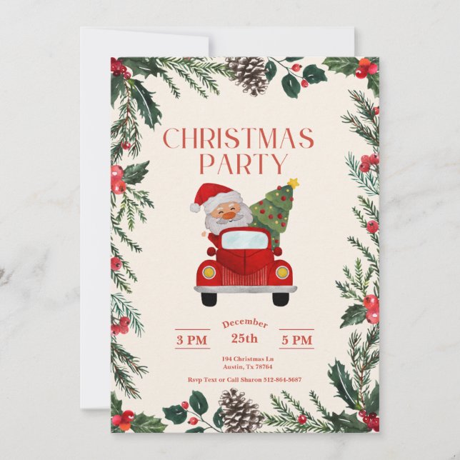 Invitation Santa Fête de Noël  (Devant)