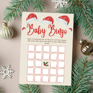 Invitation Santa Hat Noël Baby Bingo Baby shower Jeu