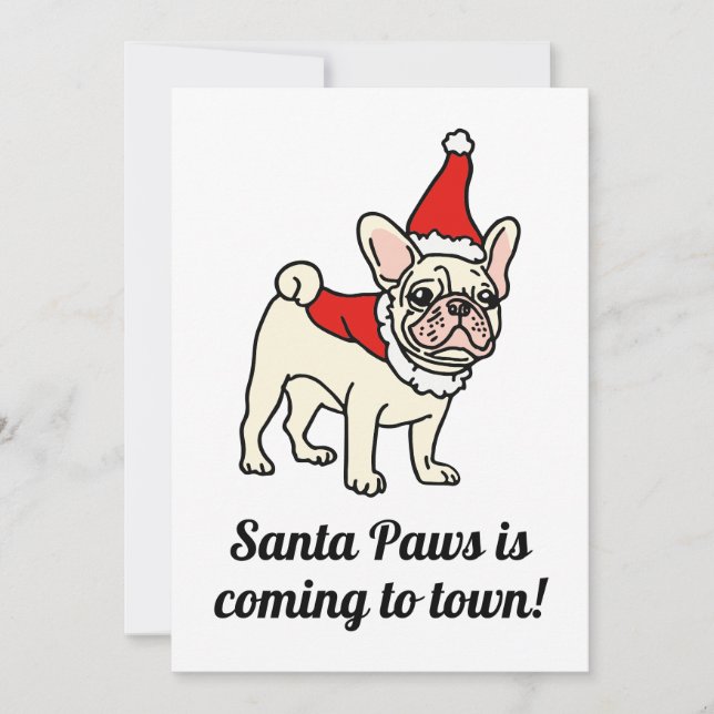 Invitation Santa Paws Frenchie Noël (Devant)