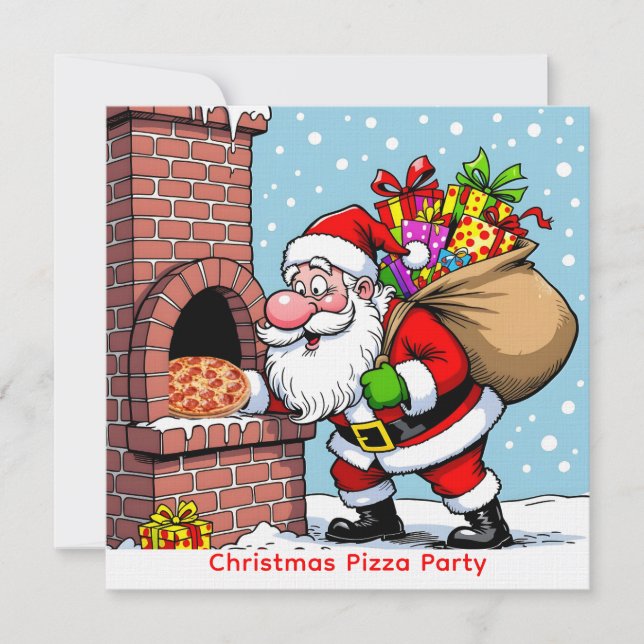 Invitation Santa’s Chimney Pizza Oven Christmas Gathering (Devant)