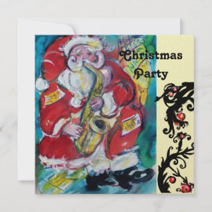 Invitation SANTA & SAX, FÊTE DE NOËL Métallic Or