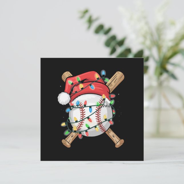 Invitation Santa Sports Christmas Baseball Player  (Debout devant)