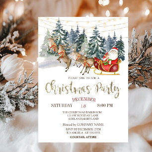 Invitation  Santa,Traîneau,Rennes,Fête de Noël en forêt  