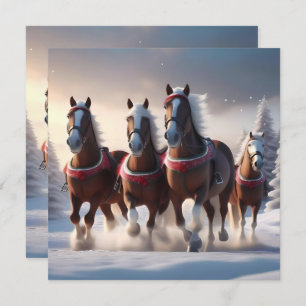 Invitation Santas Chevaux de Neige de Noël,