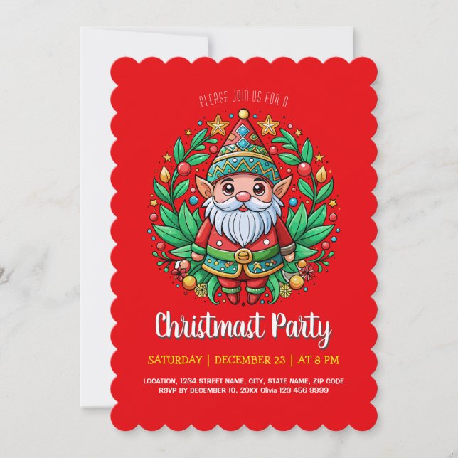 Invitation Santa's Enchanted Elf Christmas Party (Devant)