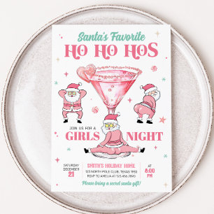 Invitation Santas Favoris Filles Fête de Noël de nuit