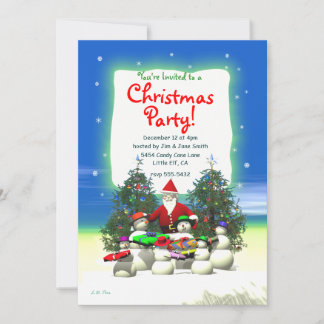 Invitation Santas First Stop Fête de Noël pour enfants