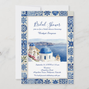 Invitation Santorin Carrelage Bleu Destination enterrement de