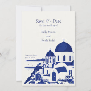 Invitation Santorin Grèce Aquarelle Mariage Enregistrer La Da