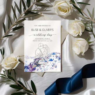 Invitation Santorin Grèce Mariage Destination été