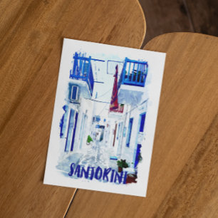 Invitation Santorin Voyage bleu et blanc