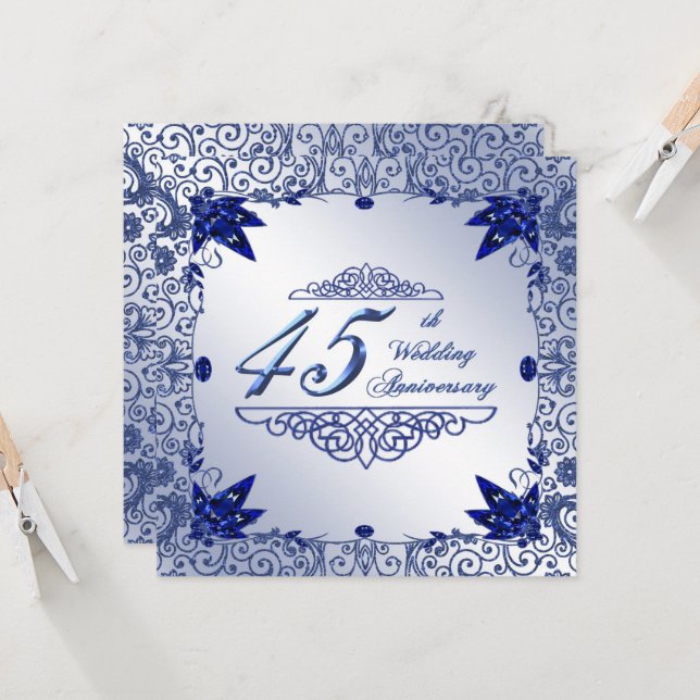 Invitation Saphir 45e Anniversaire de Mariage 5,25 (Devant/Arrière en situation)
