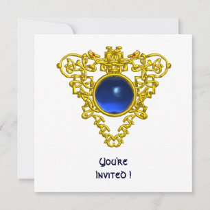 Invitation Saphir bleu coeur CELTIQUE, blanc