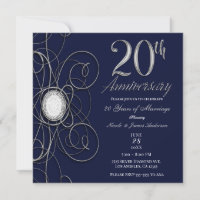 Saphir Bleu & Diamant Argent 20e Anniversaire 20