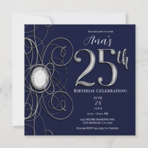 Invitation Saphir Bleu & Diamant d'Argent 25 25e Anniversaire