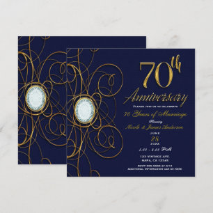 Invitation Saphir Bleu & Diamant Or 70 70e Anniversaire