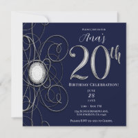 Saphir bleu et diamant argent 20e anniversaire