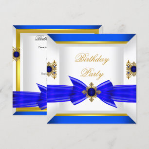 Invitation Saphir Bleu Royal Gemme Bijou Or Arc Anniversaire
