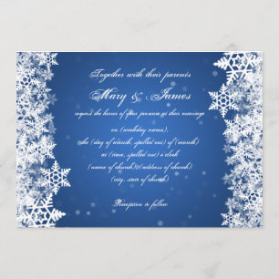Invitation Saphir élégant de bleu de flocons de neige d'hiver