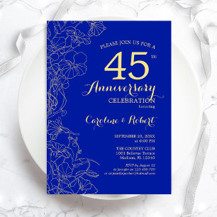 Invitation Saphir Or Floral 45e Anniversaire