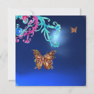 Invitation SAPHIR PAPILLON, bleu rose violet rouge vif